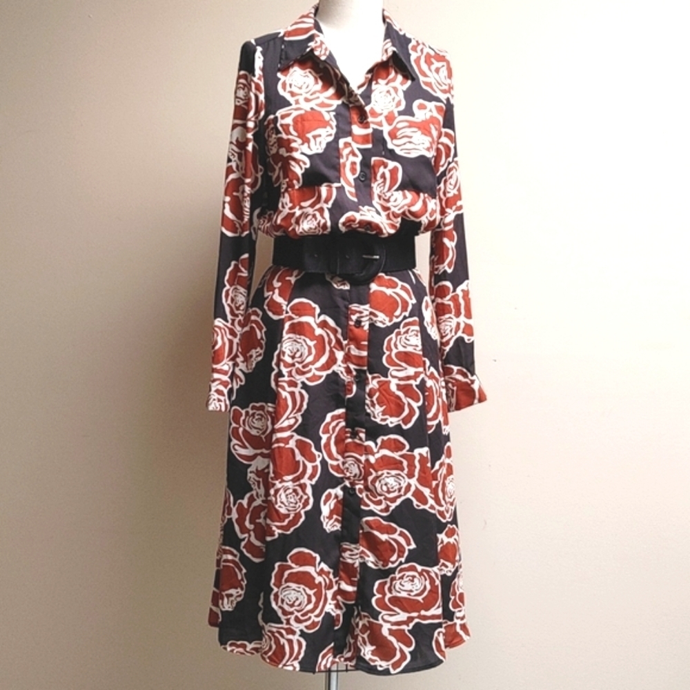 Who What Wear Bold Floral Print Dress S